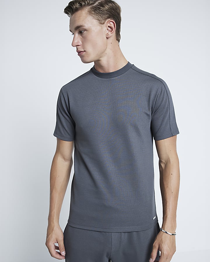 Grey Muscle fit Pique T-Shirt
