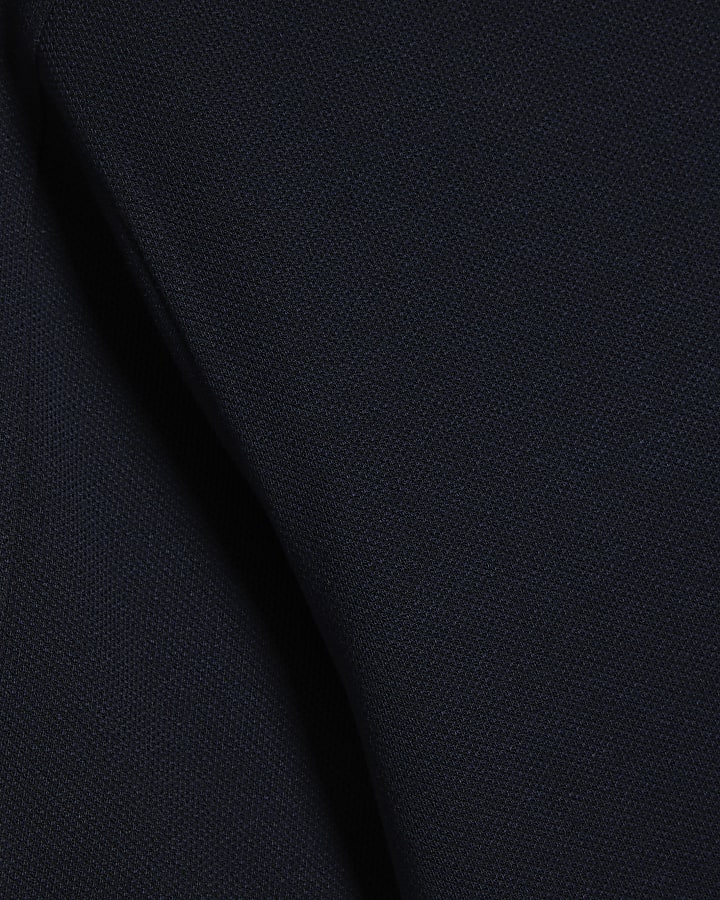 Navy Muscle Fit Pique T-Shirt