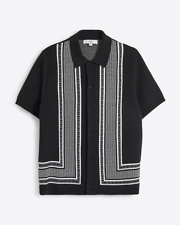 Black Short Sleeve Border Shirt