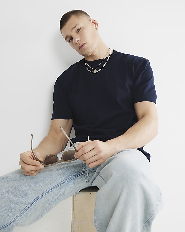 Navy RI Studio Regular Fit T-shirt