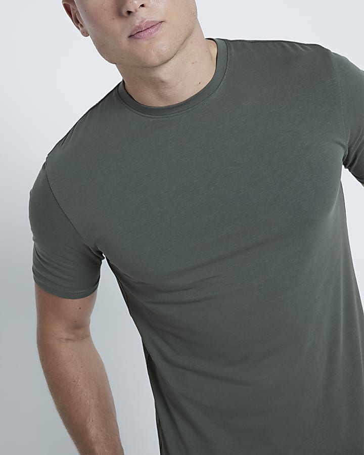 Khaki Muscle Fit RI Studio T-Shirt