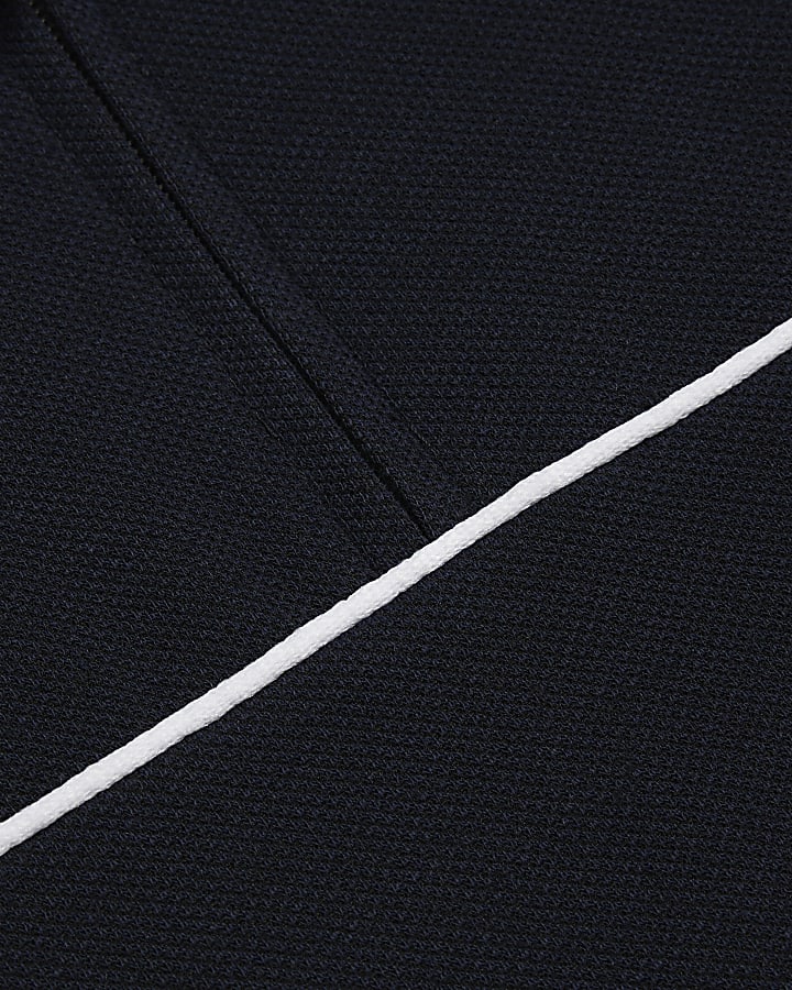 Navy Muscle Fit Block Polo Shirt