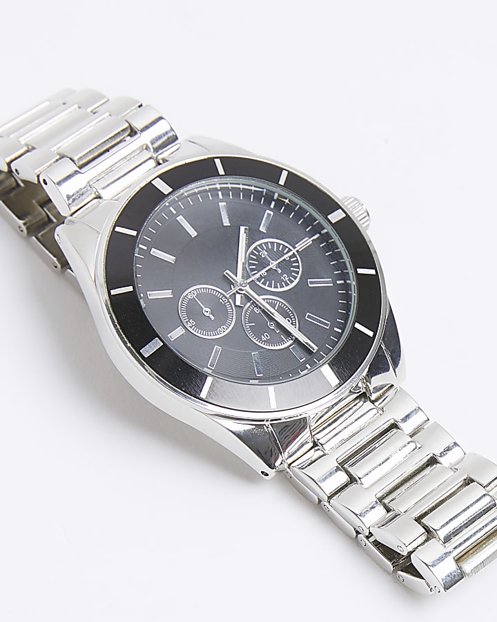 Silver Metal Black Dial Watch