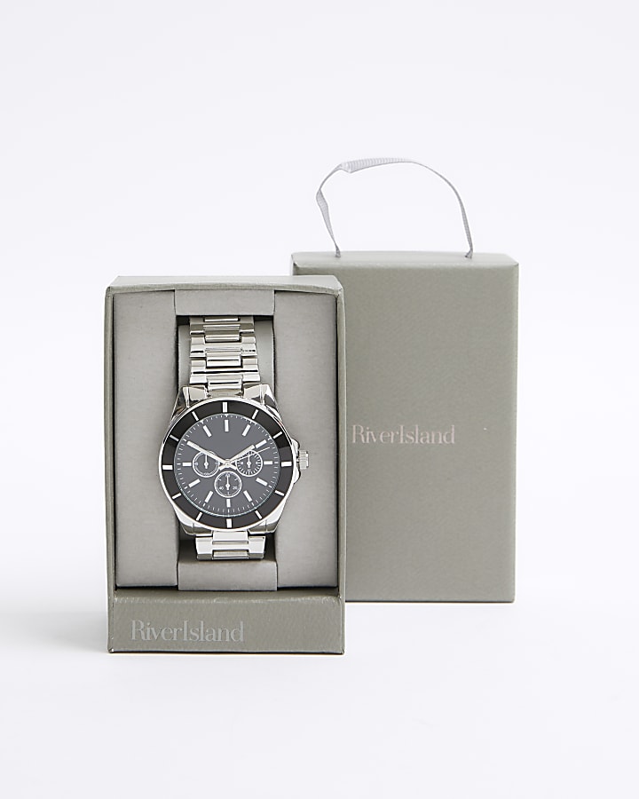 Silver Metal Black Dial Watch