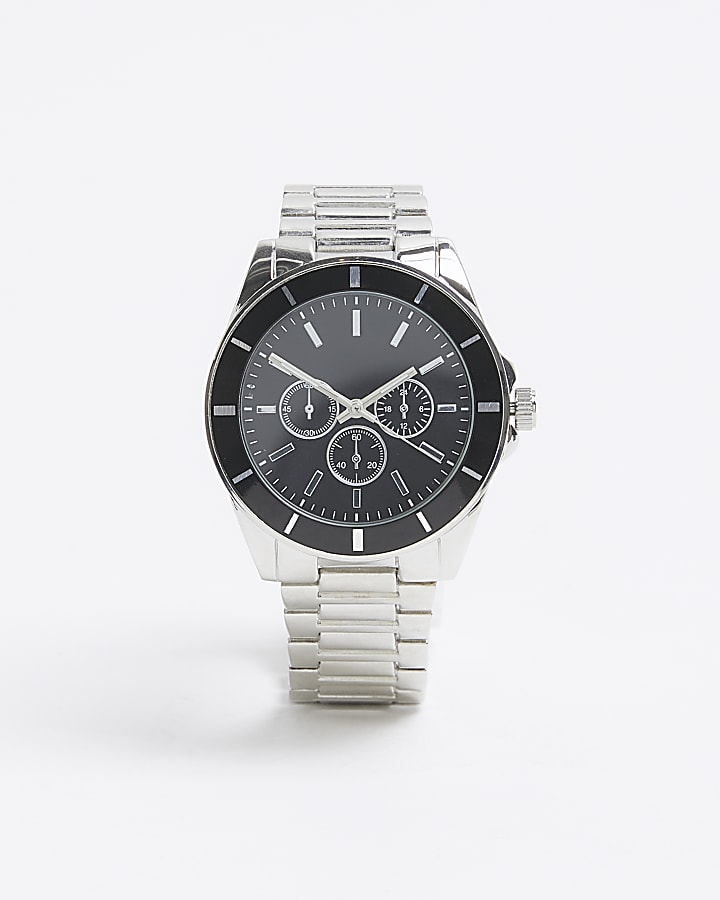 Silver Metal Black Dial Watch