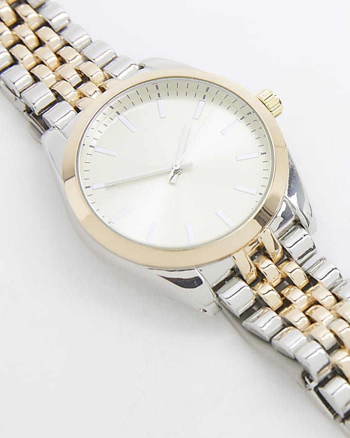 Gold Metal White Dial Watch