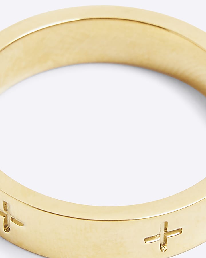 Gold steel circle band ring