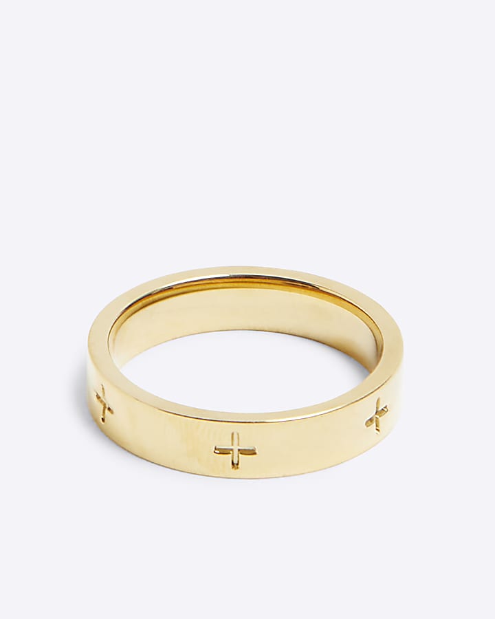 Gold steel circle band ring