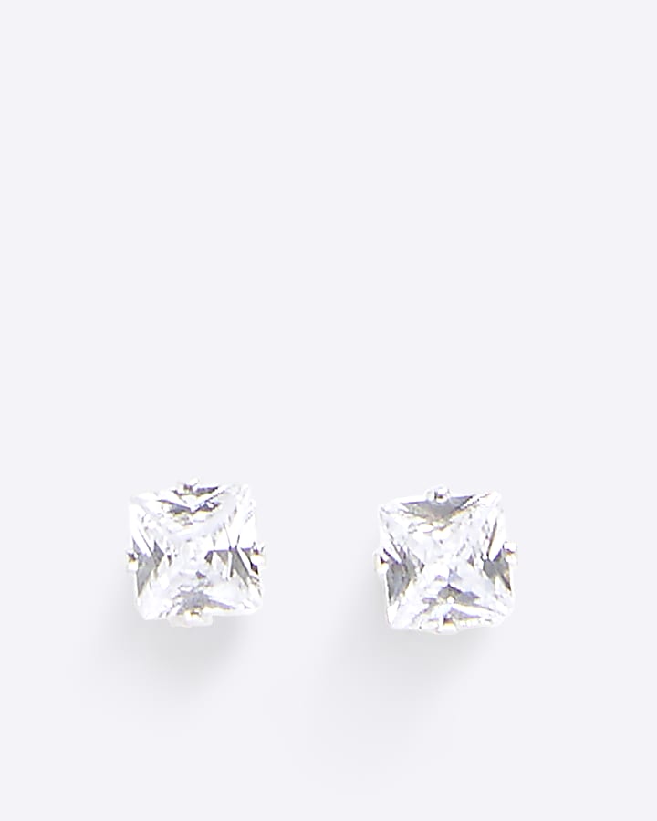 Silver rhinestone stud earrings