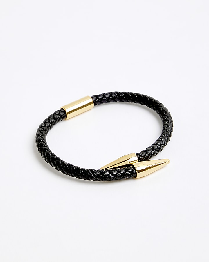 Black Steel Point Fabric Bracelet
