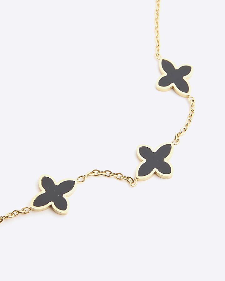 Black Petal Charm Bracelet