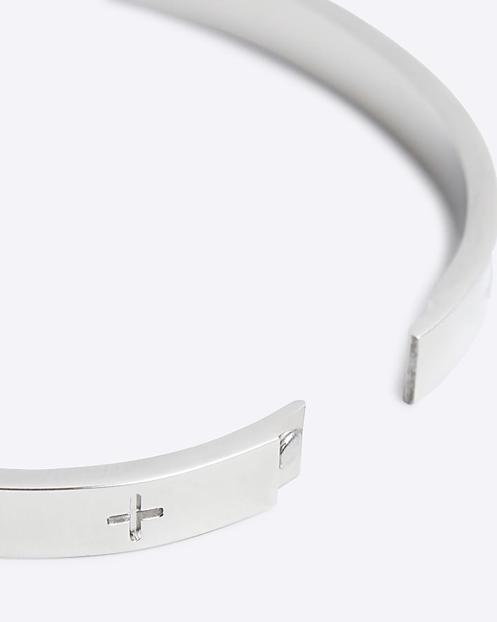 Steel Metal Rhodium Circular Bangle