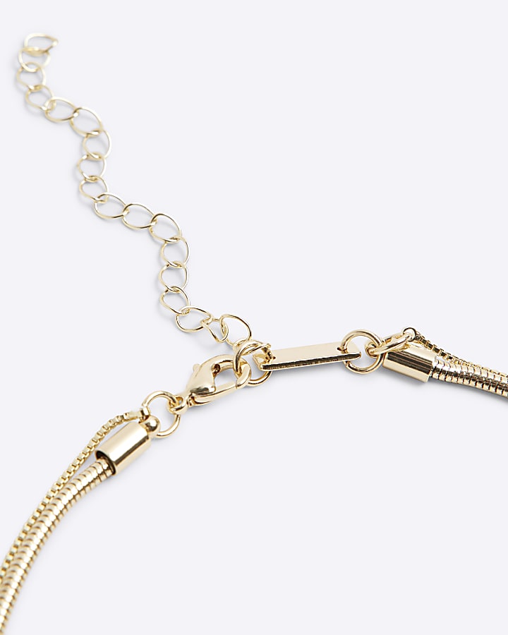 Gold Green Stone Necklace