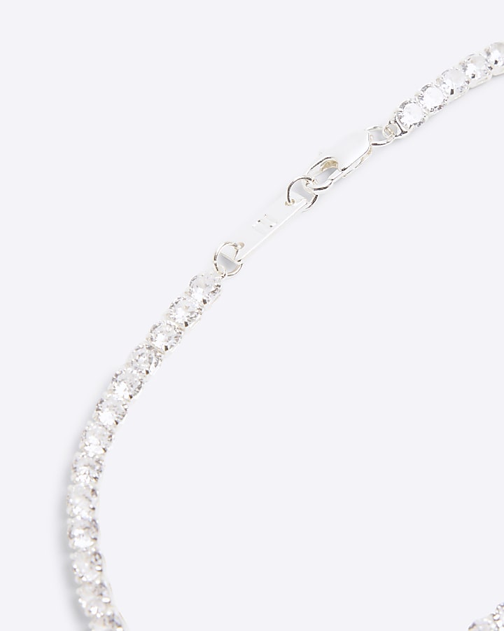 Silver diamante Tennis Necklace