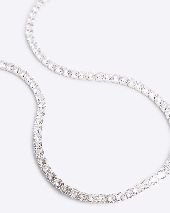Silver diamante Tennis Necklace