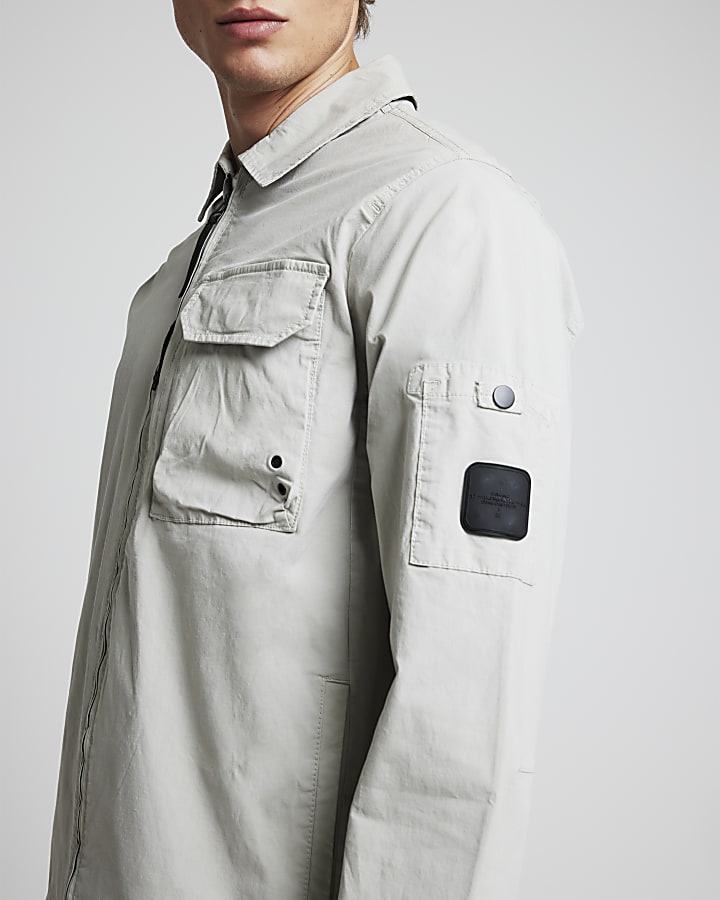 Grey Long Sleeve Utility Pocket Shacket