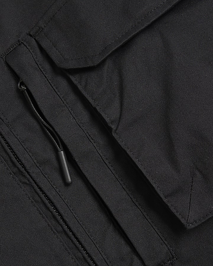 Black Long Sleeve Utility Pocket Shacket