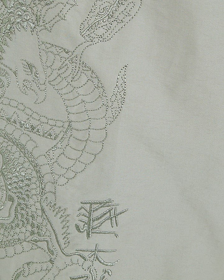 Green Dragon Embroidery Cargo Trousers