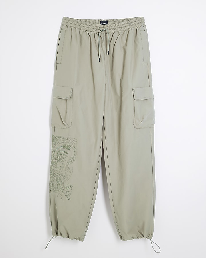 Green Dragon Embroidery Cargo Trousers