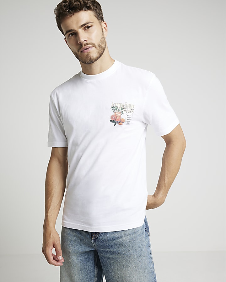 White regular fit graphic t-shirt