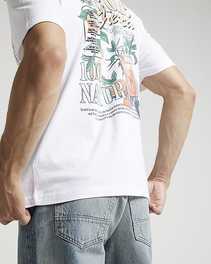 White regular fit graphic t-shirt