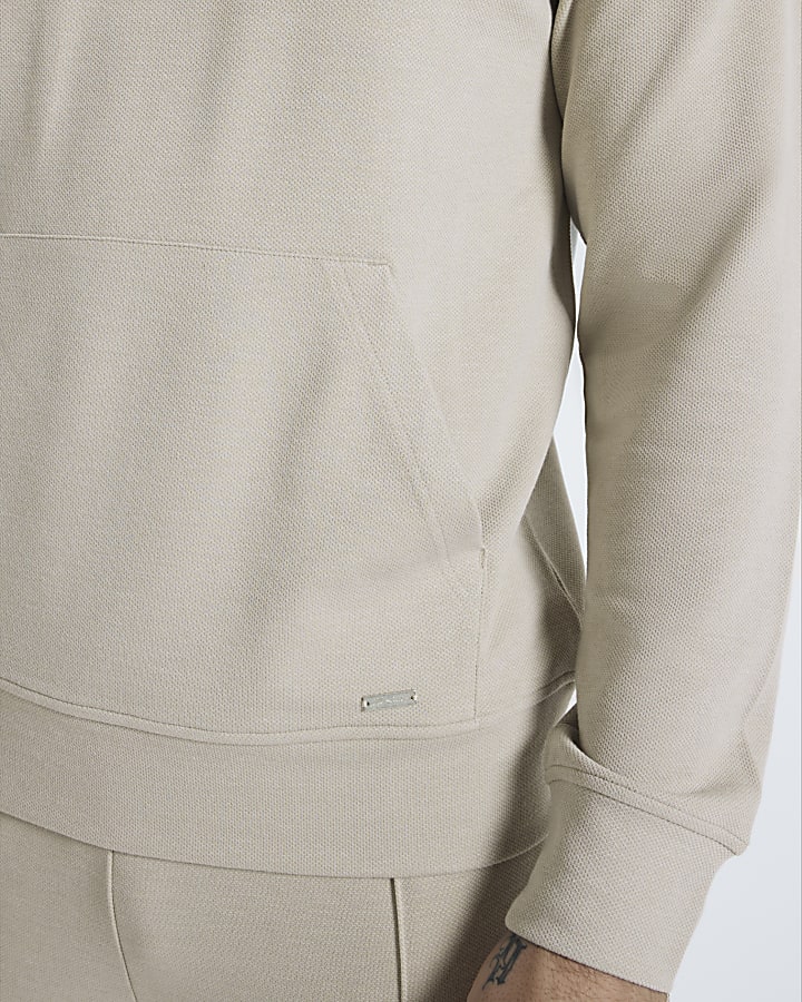 Stone Slim Fit Pique Hoodie