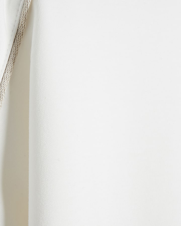 Beige Boxy Dual Piped T-Shirt