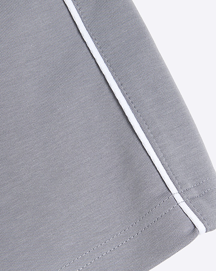 Grey Boxy Dual Piped T-Shirt