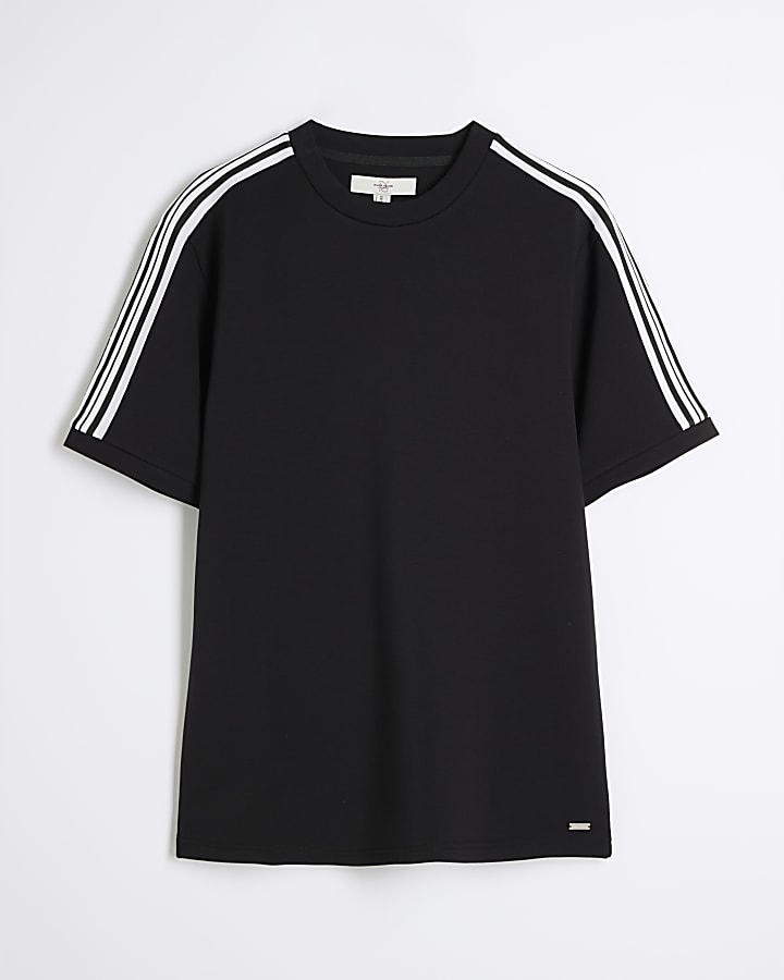 Black Slim Fit Taped T-Shirt