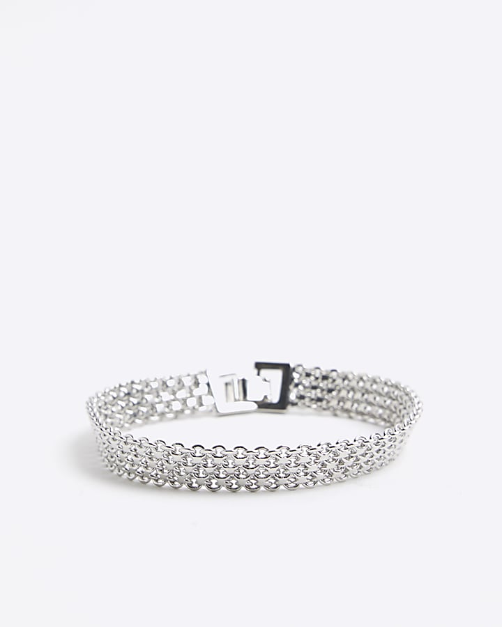 Silver multirow chain bracelet