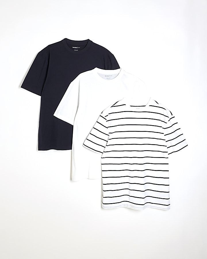 White Pack of 3 Stripe T-Shirt