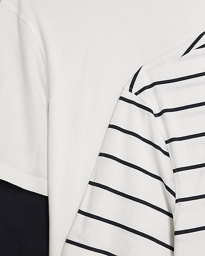 White 3 Pack Regular Fit Stripe T-Shirt