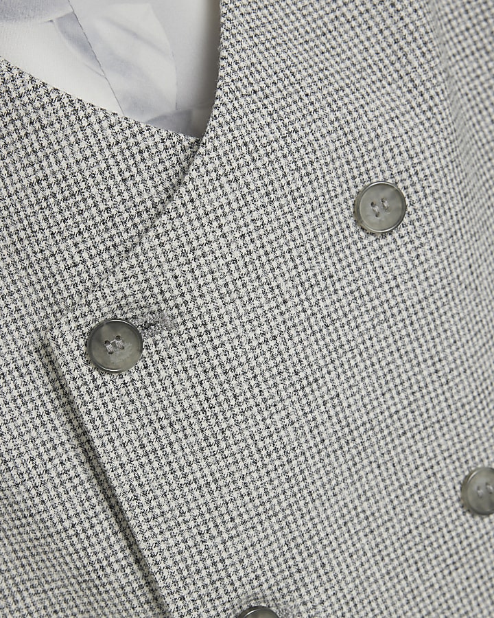 Grey Skinny Fit Puppytooth Waistcoat