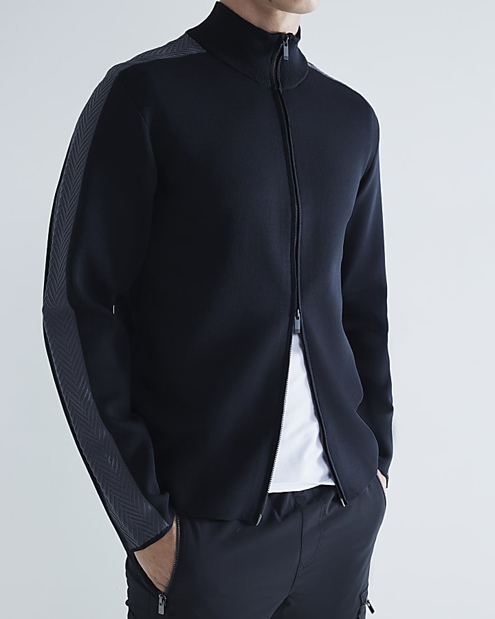 Black Slim Fit Zip Through Jacket