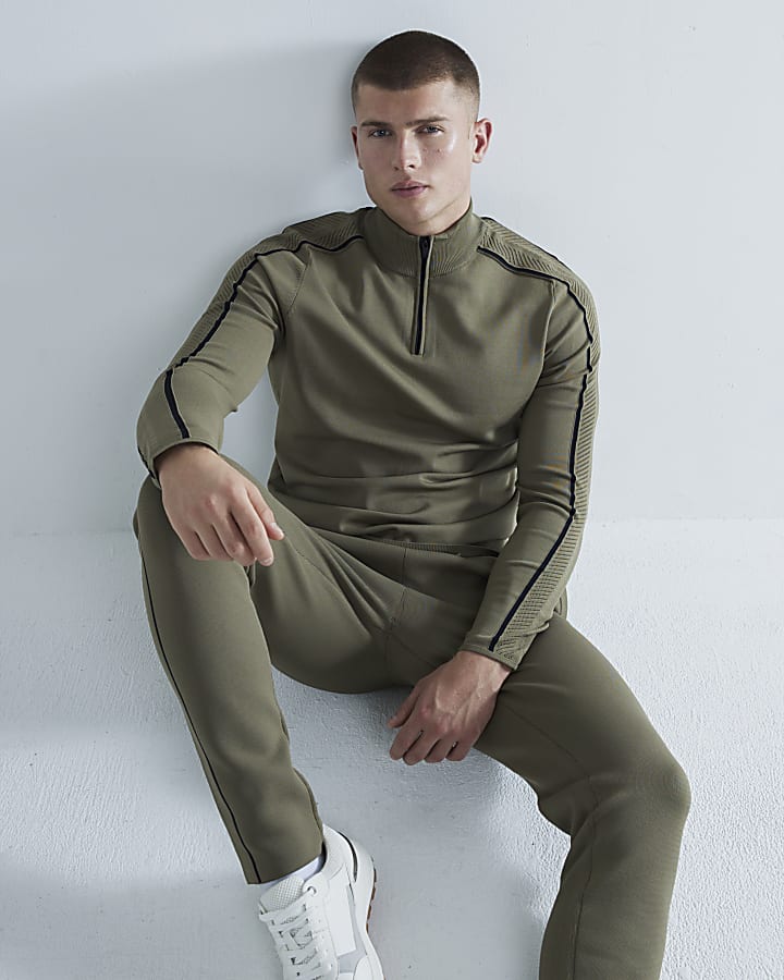 Khaki Slim Fit Funnel Jumper