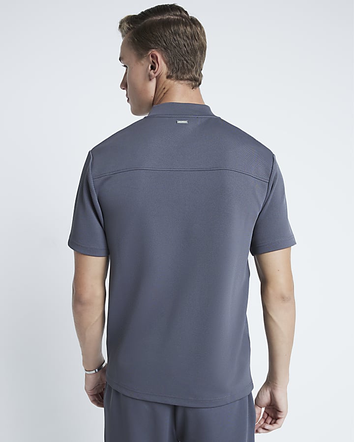 Grey Slim fit Twill stretch Polo shirt