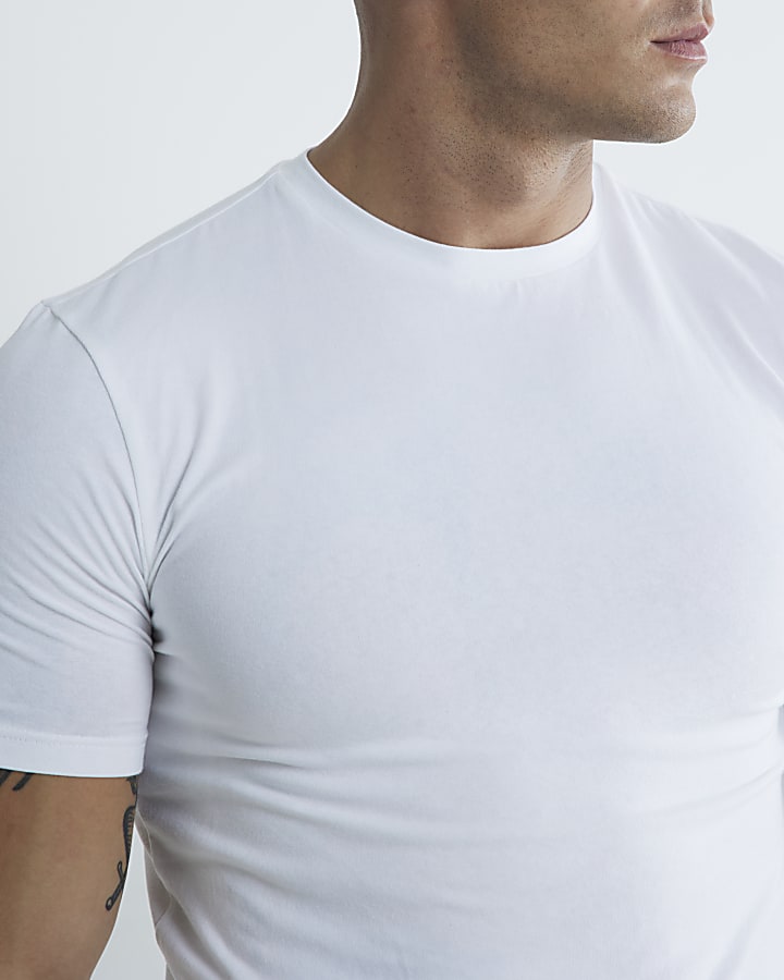 White 3 Pack Muscle Fit T-Shirts