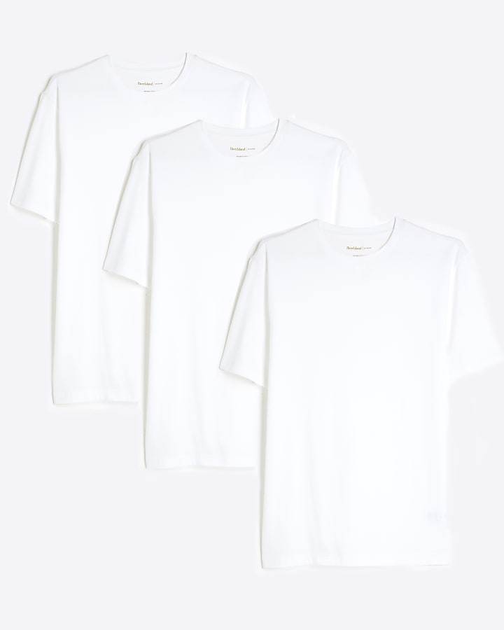 White 3 Pack Muscle Fit T-Shirts