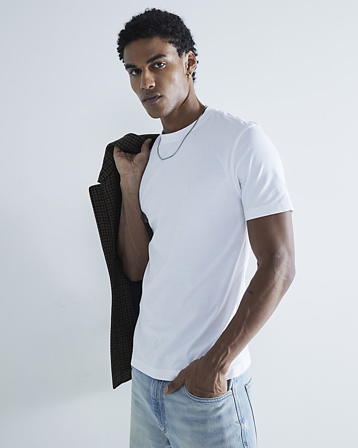 3 Pack White Beige & Khaki Slim Fit T-Shirts