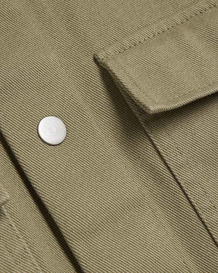 Khaki Long Sleeve Twill Overshirt