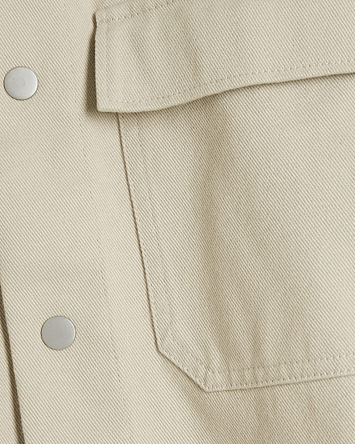 Beige Twill Long sleeve Overshirt