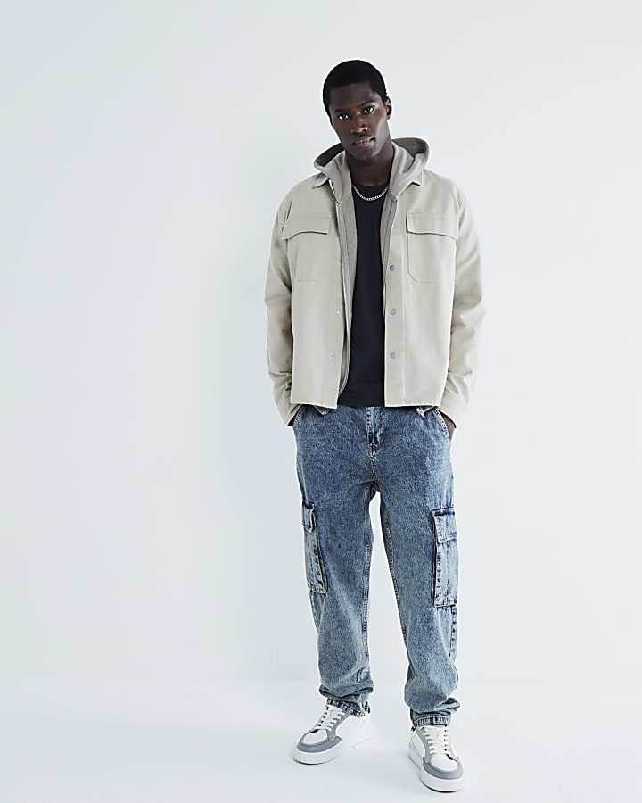 Beige Twill Long sleeve Overshirt