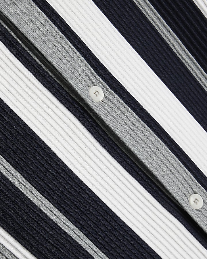 Navy Regular Fit Striped Ottoman Shirt