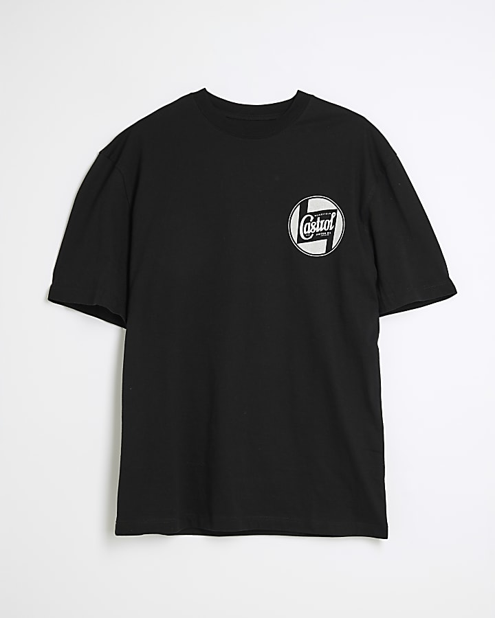 Black Regular Fit Castrol Graphic T-Shirt