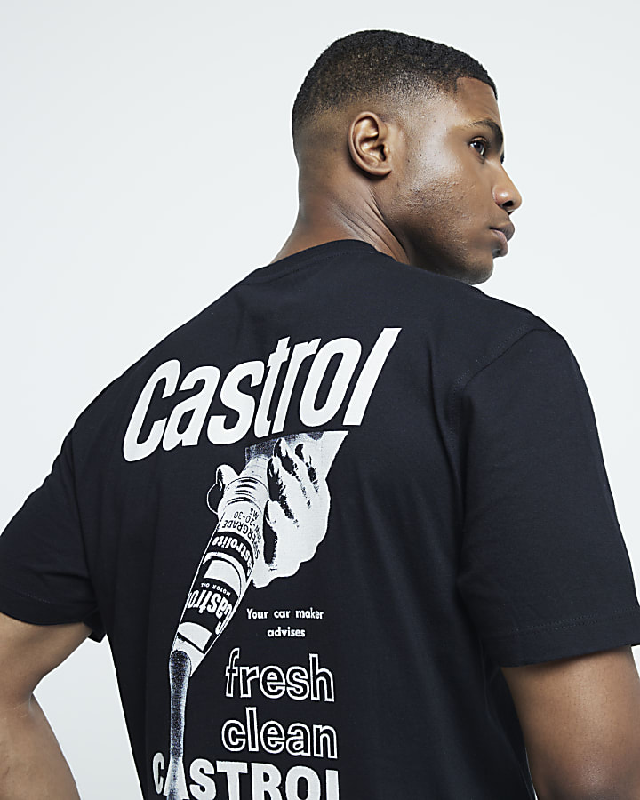 Black Regular Fit Castrol Graphic T-Shirt