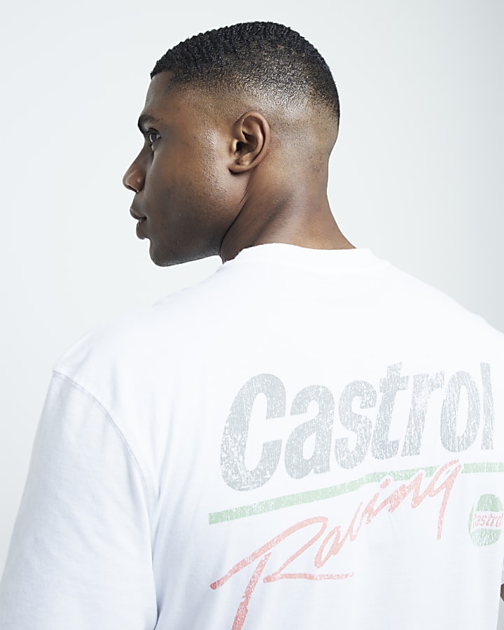 White Regular Fit Castrol Racing T-Shirt