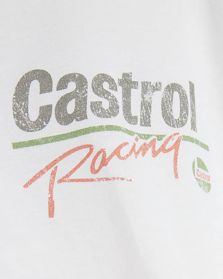 White Regular Fit Castrol Racing T-Shirt