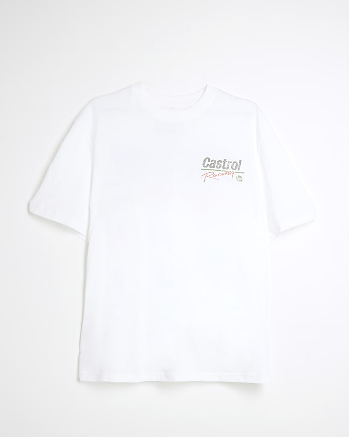 White Regular Fit Castrol Racing T-Shirt
