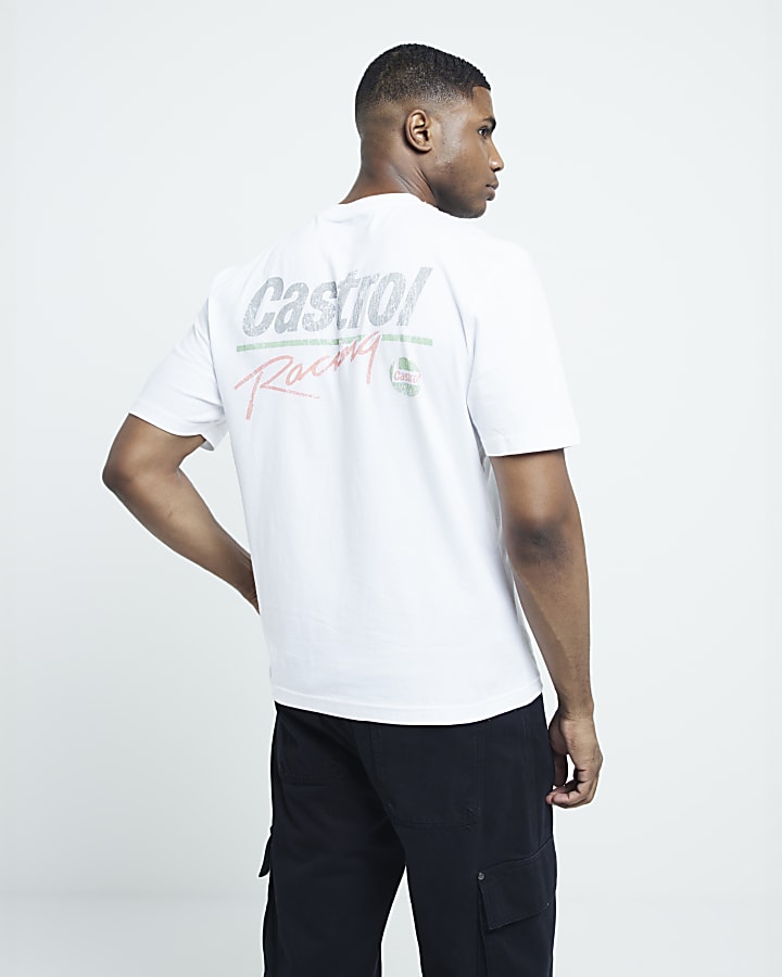 White Regular Fit Castrol Racing T-Shirt