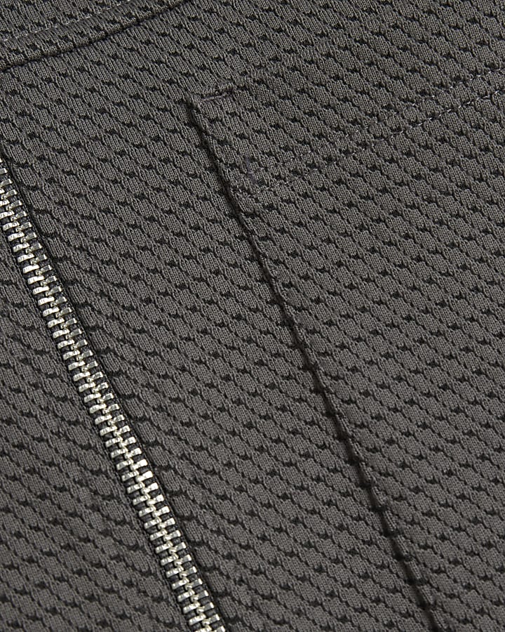 Grey Long Sleeve Slim Jacquard Shacket